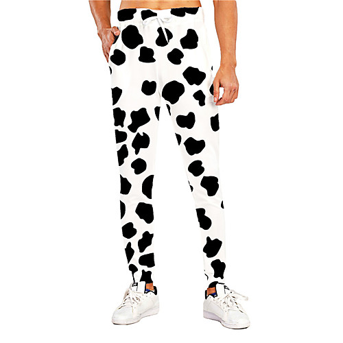 

Men's Casual Athleisure Outdoor Sports Daily Sports Pants Sweatpants Trousers Pants Pattern Graphic Prints Full Length Drawstring Print Black / White
