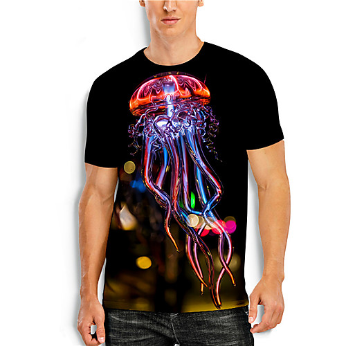 

Men's Tees T shirt 3D Print Graphic Prints Animal Print Short Sleeve Daily Tops Casual Designer Big and Tall Black