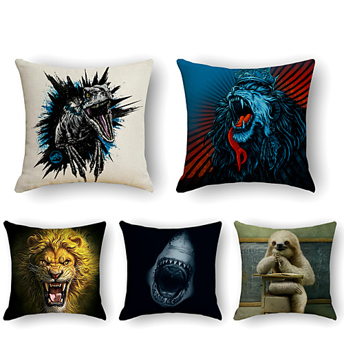 

Cushion Cover 5PCS Linen Soft Print Square Throw Pillow Cover Cushion Case Pillowcase for Sofa Bedroom 45 x 45 cm (18 x 18 Inch) Superior Quality Mashine Washable