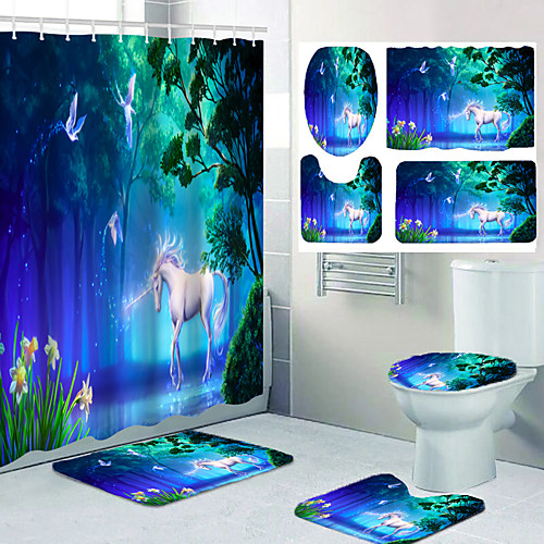 

Bathroom Shower Curtains & Hooks Casual Polyester Waterproof