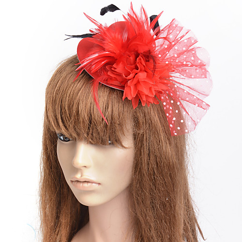 

Elegant Retro Tulle Fascinators with Feather / Floral 1 PC Special Occasion / Party / Evening Headpiece