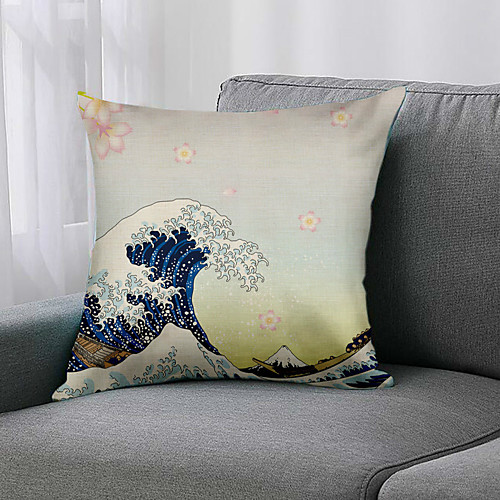 

Double Side 1 Pc Floral Cushion Cover Print 45x45cm Faux Linen for Sofa Bedroom
