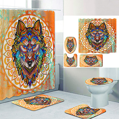 

Bathroom Shower Curtain & Mat Set Modern Polyester New Design