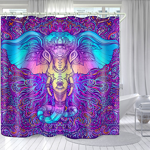 

Colored Ivory Elephant Digital Printing Shower Curtain Shower Curtains Hooks Modern Polyester New Design 72 Inch