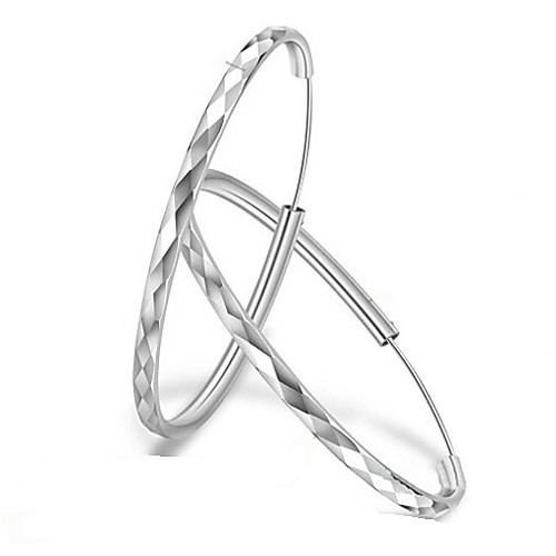 

Women's Hoop Earrings Geometrical Precious Fashion Silver Plated Earrings Jewelry Silver For Christmas Party Evening Street Gift Date 1 Pair