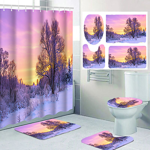 

Bathroom Shower Curtains & Hooks Casual Polyester Waterproof