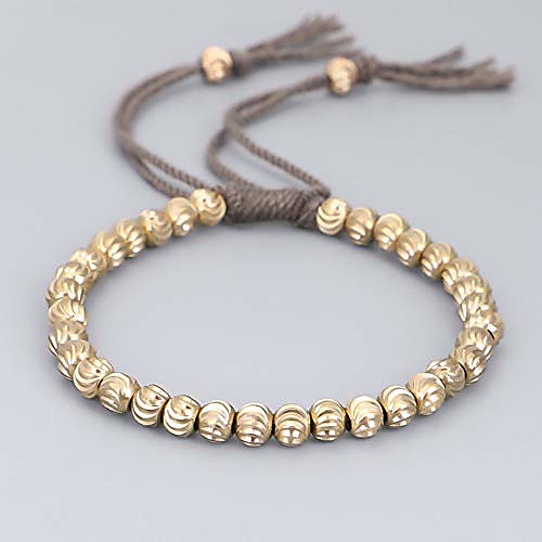 

Buddha brass bead bracelet,Tibetan copper beads Buddha meditation lucky bracelet, suitable for men and women wrist jewelry (Light brown)