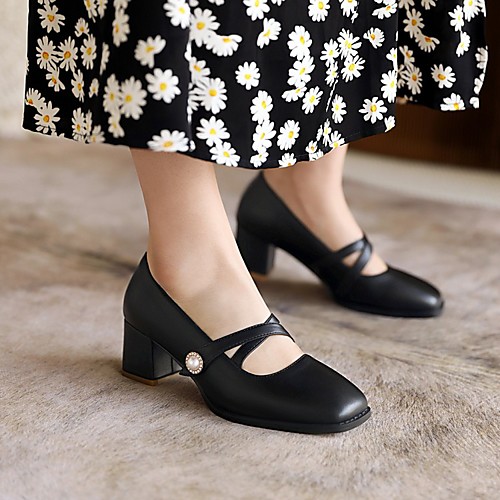 

Women's Heels Chunky Heel Square Toe PU Synthetics Black Burgundy Beige