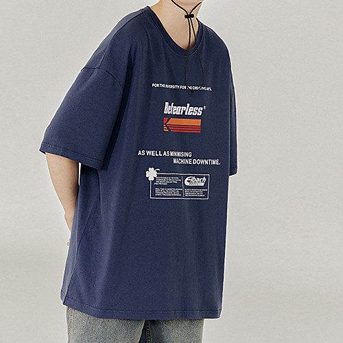 

Men's T shirt Hot Stamping Graphic Prints Letter Print Short Sleeve Casual Tops 100% Cotton Basic Casual Fashion White Black Blue