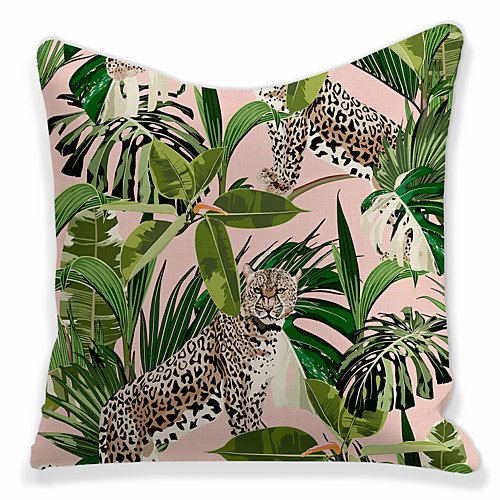 

Double Side 1 Pc Leaf Cushion Cover Print 45x45cm Faux Linen for Sofa Bedroom