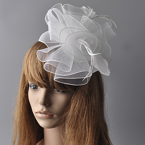

Elegant Retro Tulle Fascinators with Feather / Floral 1 Piece Special Occasion / Party / Evening Headpiece