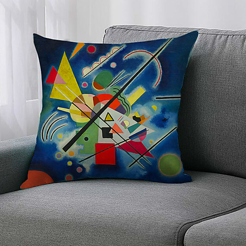 

Double Side 1 Pc Geometric Cushion Cover Print 45x45cm Faux Linen for Sofa Bedroom