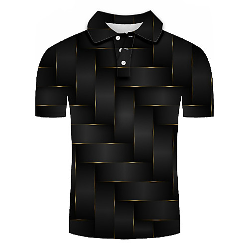 

Men's Golf Shirt Tennis Shirt 3D Print Geometric 3D Print Print Short Sleeve Casual Tops Casual Fashion Black