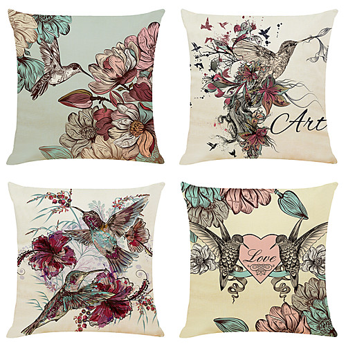 

Cushion Cover 4PC Faux Linen Soft Animal Square Throw Pillow Cover Cushion Case Pillowcase for Sofa Bedroom 45 x 45 cm (18 x 18 Inch) Superior Quality Machine Washable