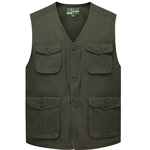 

Men's Fishing Vest Outdoor Multi-Pockets Quick Dry Lightweight Breathable Vest / Gilet Autumn / Fall Spring Summer Fishing Photography Camping & Hiking Army Green Khaki / Cotton / Sleeveless