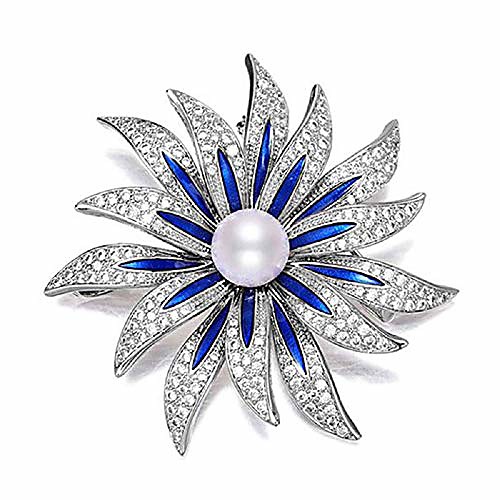 

vintage women's brooches flower brooch pins for women dress wedding banquet girls lapel pin fashion lot (middle pearl with sunflower - silver tone)
