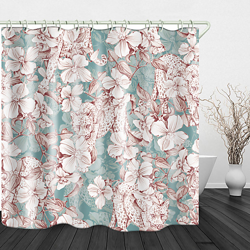 

Wild Leopard Print Waterproof Fabric Shower Curtain for Bathroom Home Decor Covered Bathtub Curtains Liner Includes with Hooks 72 Inch