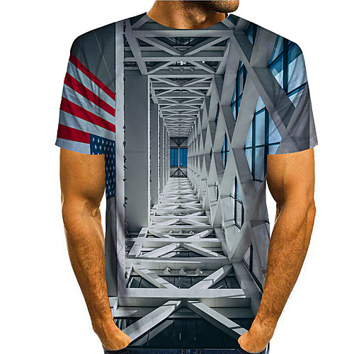 

Men's T shirt 3D Print Graphic Graphic Prints 3D Print Short Sleeve Daily Tops Basic Casual Gray