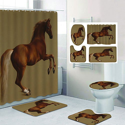 

Shower Curtain & Mat Set Bathroom Polyester Classic Waterproof