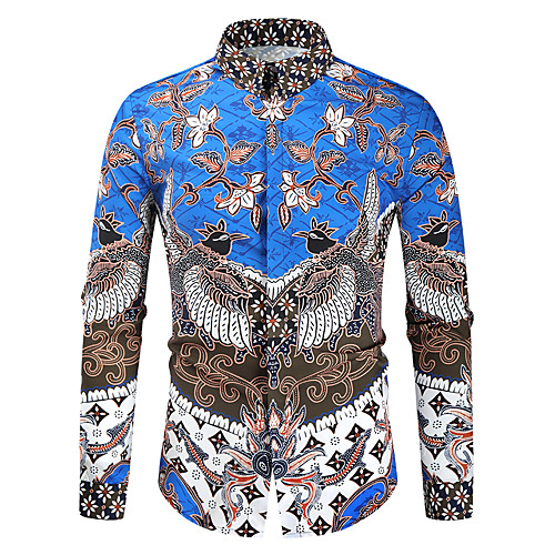 

Men's Shirt 3D Print Graphic Long Sleeve Daily Tops Fashion Button Down Collar Blue