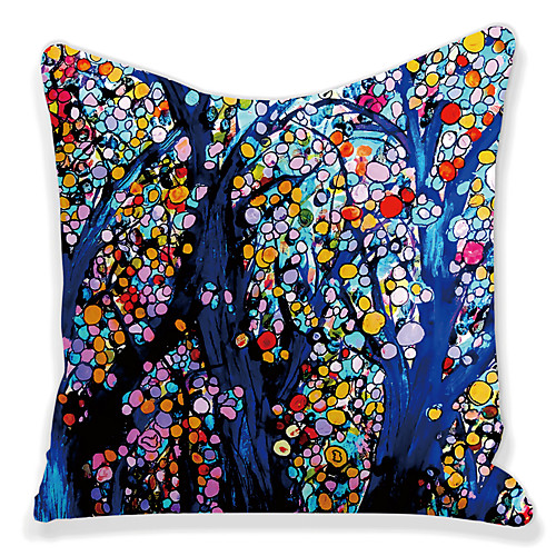 

Double Side 1 Pc Botanical Cushion Cover Print 45x45cm Faux Linen for Sofa Bedroom