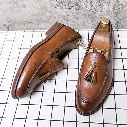 

Men's Loafers & Slip-Ons Penny Loafers Business Daily PU Breathable Non-slipping Wear Proof Black Brown Spring