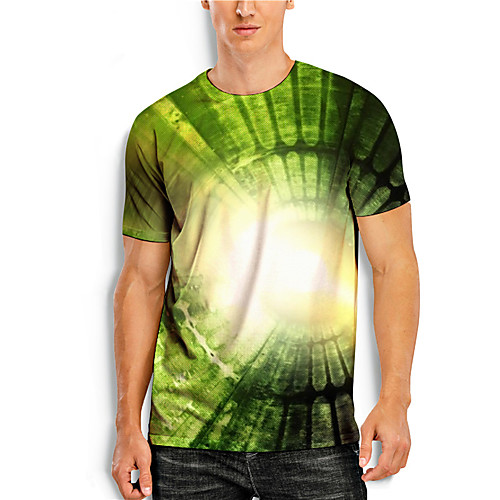 

Men's T shirt 3D Print Graphic Graphic Prints 3D Print Short Sleeve Daily Tops Basic Casual Round Neck Green / White / Summer