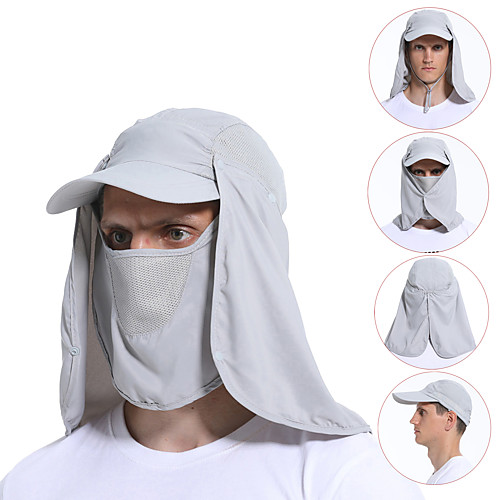 

KORAMAN Men's Women's Fishing Hat Hiking Cap 1 set Outdoor Breathable Detachable Cap Sweat wicking Comfortable Solid Color Polyester Grey Khaki for Fishing Beach Camping / Hiking / Caving