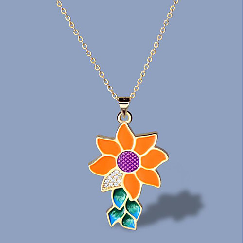 

Women's Clear AAA Cubic Zirconia Necklace Monogram Flower Shape Fashion Trendy Cute Brass Gold 50 cm Necklace Jewelry 1pc For Party Evening Street Birthday Party