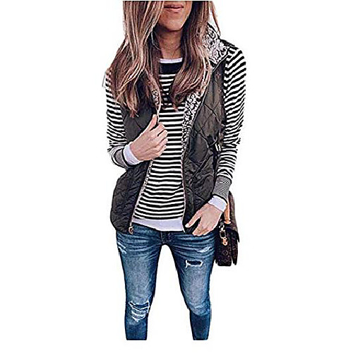 

Women's Coat Solid Color Casual Zipper Fall Coats & Jackets Regular Causal Sleeveless 416 Light Brown / Winter / Spring / Cotton