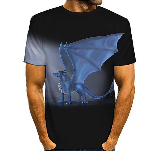 

Men's T shirt 3D Print Graphic Prints Animal 3D Print Short Sleeve Daily Tops Basic Casual Black