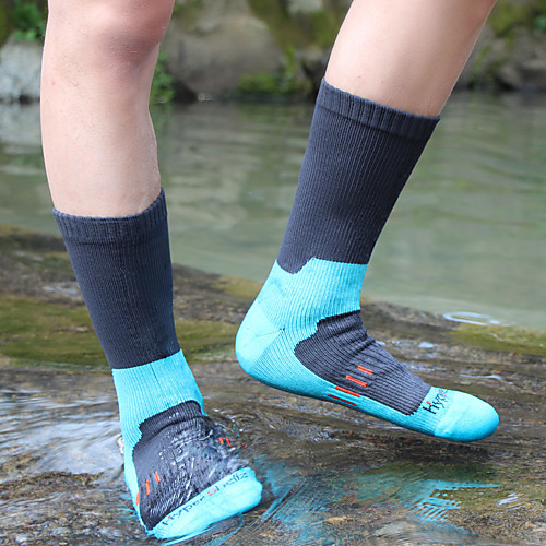 

Men's Hiking Socks 1 Pair Outdoor Waterproof Breathable Warm Stretchy Socks Patchwork Solid Color Nylon Black Blue Green for Hunting Fishing Climbing