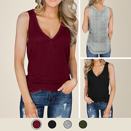 

LITB Basic Women's Solid Color V Neck Ribbed Tank Sleeveless Comfortalbe Cloth Simple Daily Tops Summer Female Shirts