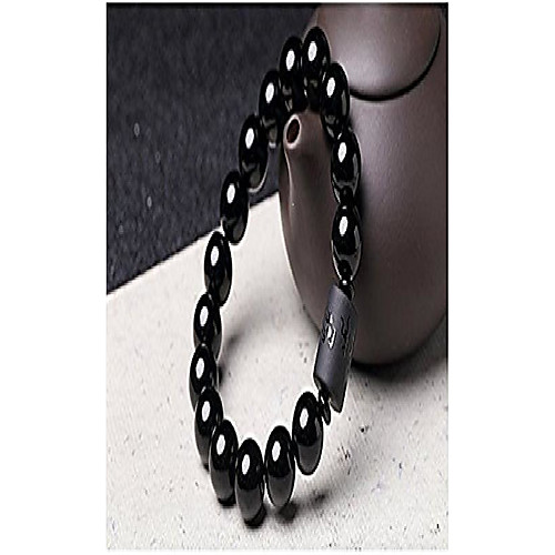 

Men 12MM Natural Crystal Obsidian Bracelet Dragon And Phoenix Totem Bracelet Crystal Ornaments.