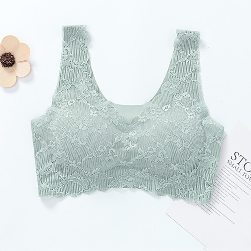 

Women's Plus Size Bra Sports Bras Full Coverage Lace Textured Cotton Blushing Pink