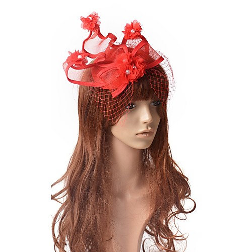 

1920s Retro Tulle / Net Fascinators with Floral / Pearls 1 Piece Special Occasion / Party / Evening Headpiece