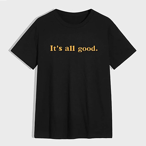 

Men's Unisex Tee T shirt Shirt Hot Stamping Graphic Prints Letter Plus Size Print Short Sleeve Casual Tops 100% Cotton Basic Designer Big and Tall Round Neck Black / Summer