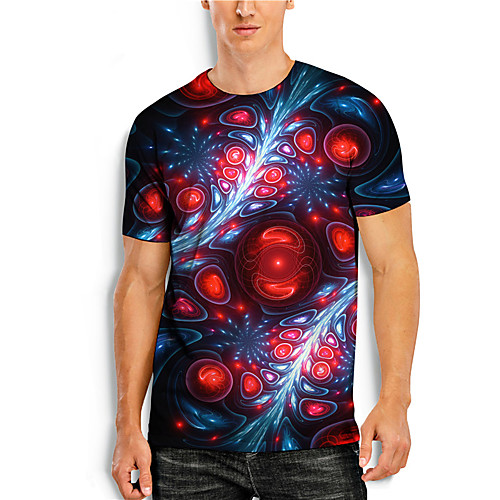 

Men's T shirt 3D Print Graphic Graphic Prints 3D Print Short Sleeve Daily Tops Basic Casual Black / Red