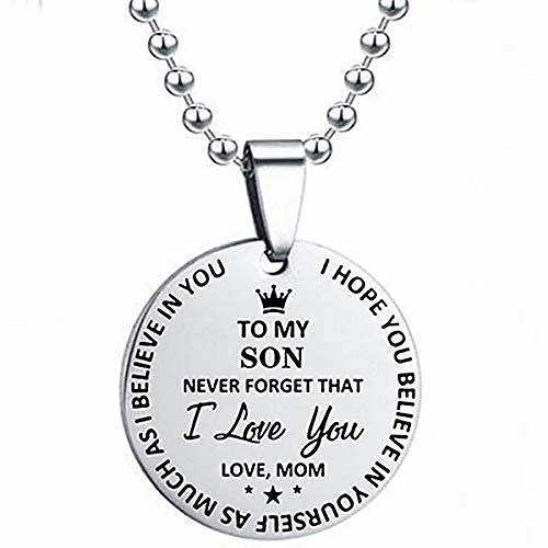 

i love you round pendant necklace inspirational birthday gifts jewelry to son daughter from mom dad