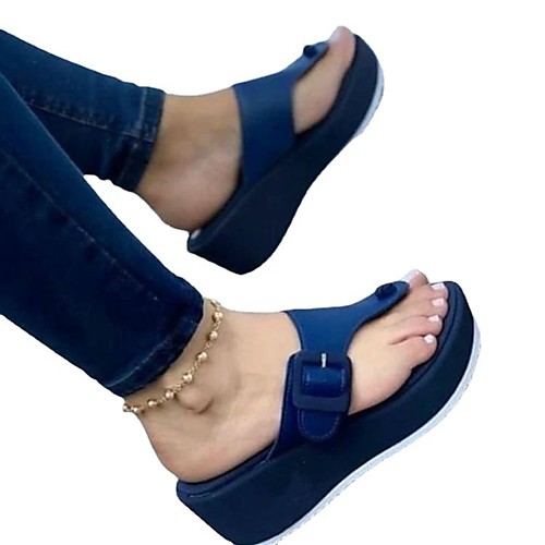 

Women's Sandals Round Toe PU Solid Colored Black Red Pink