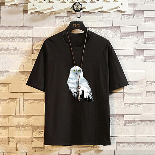 

Men's Unisex T shirt Shirt Hot Stamping Graphic Prints Bird Animal Plus Size Print Short Sleeve Daily Tops 100% Cotton Fashion Vintage Classic Round Neck Black / Summer