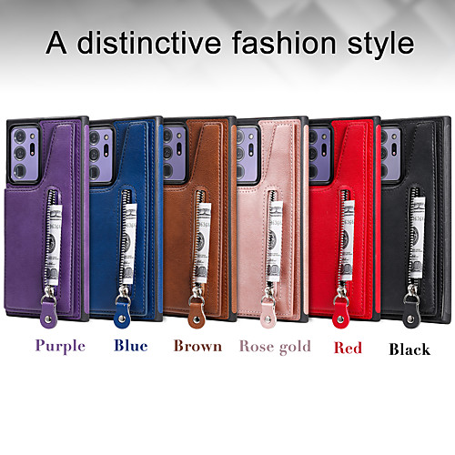 

Phone Case For Samsung Galaxy Back Cover Wallet Card S20 S20 Plus S20 ultra S20 FE 5G Note 20 Ultra S10 S10 Galaxy S10 E Galaxy S10 5G Samsung Galaxy A50 Wallet Card Holder Shockproof Solid Color