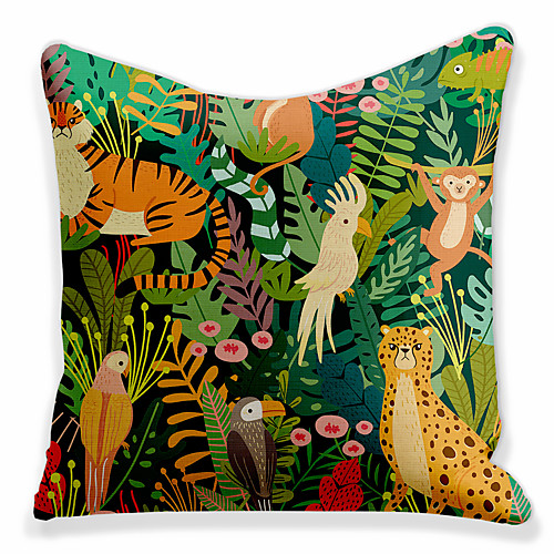 

Double Side 1 Pc Leaf Cushion Cover Print 45x45cm Faux Linen for Sofa Bedroom