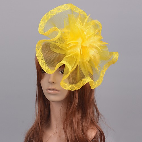 

Luxury Elegant Tulle Fascinators with Feather 1 Piece Special Occasion / Party / Evening Headpiece