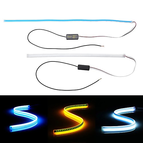 

OTOLAMPARA 30cm/45cm/60cm Sequential LED Strip Light Turn Signal Switchback Indicator DRL Daytime Running Lights Dual Colors DRL Strips 2pcs