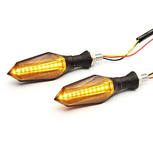 

OTOLAMPARA 1 Pair 12V 15W Waterproof LED Motorcycle Turn Signal Indicators With Amber Flowing Light Blue Back Lights Universal Usage