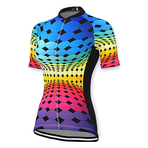 

21Grams Women's Short Sleeve Cycling Jersey Summer Spandex Polyester Blue Rainbow Bike Jersey Top Mountain Bike MTB Road Bike Cycling Quick Dry Moisture Wicking Breathable Sports Clothing Apparel