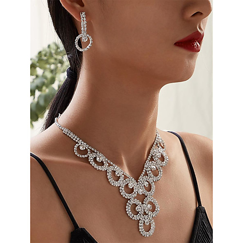 

Women's Jewelry Set Earrings Jewelry Silver white For Wedding Anniversary Party Evening 1 set