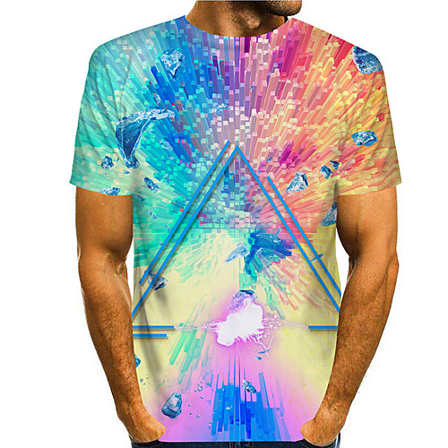 

Men's T shirt 3D Print Graphic Graphic Prints 3D Print Short Sleeve Daily Tops Basic Casual Rainbow