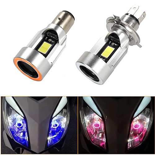 

OTOLAMPARA 1 Piece 40W PK43T Motorcycle LED Headlamps Light Bulbs Angel Eye COB Waterproof Motorcycle Headlight BA20D for Harley/ Suzuki/ Honda/ Kawasakietc